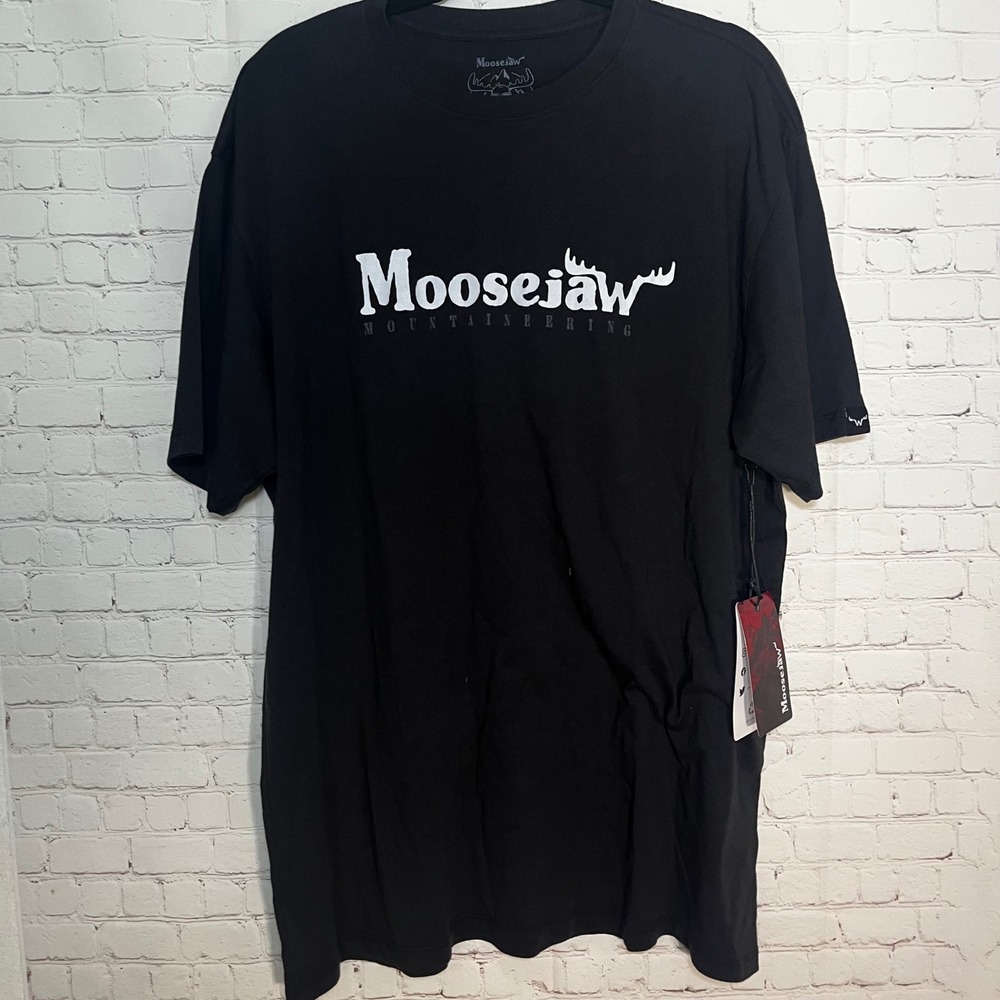Moosejaw Mountaineering Mens XXL Black Graphic T-Shirt Recycled Cotton Blend NEW